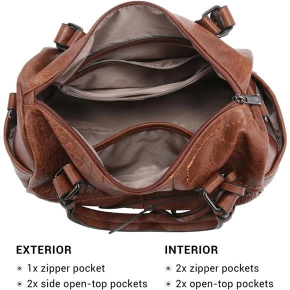 Women Soft Vegan Leather Barrel Bags Large Hobo Top Handle Work Totes 0coffee - Picture 4 of 6